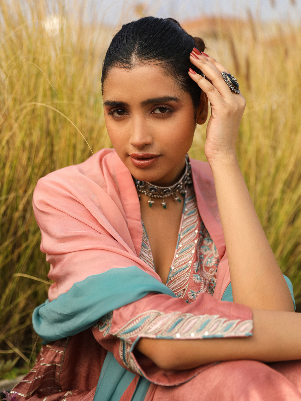 Pink Resham and Sequins Kurta Set with Dupatta at Kamakhyaa by RoohbyRidhimaa. This item is Dupattas, Embroidered, Festive Wear, Kurta Set with Dupattas, Kurta Sets, Organza, Pink, Relaxed Fit, Resham, Resham Embroidered, Sequins, Toxin free, Viscose Raw Silk