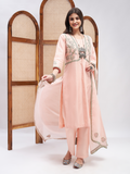 Pink Silk Chanderi Kurta Set with Dupatta at Kamakhyaa by RoohbyRidhimaa. This item is Chanderi Silk, Cotton Mulmul, Dupattas, Festive Wear, Kurta Set with Dupattas, Kurta Sets, Organza, Pink, Relaxed Fit, Resham Embroidered, Silk Chanderi, Toxin free