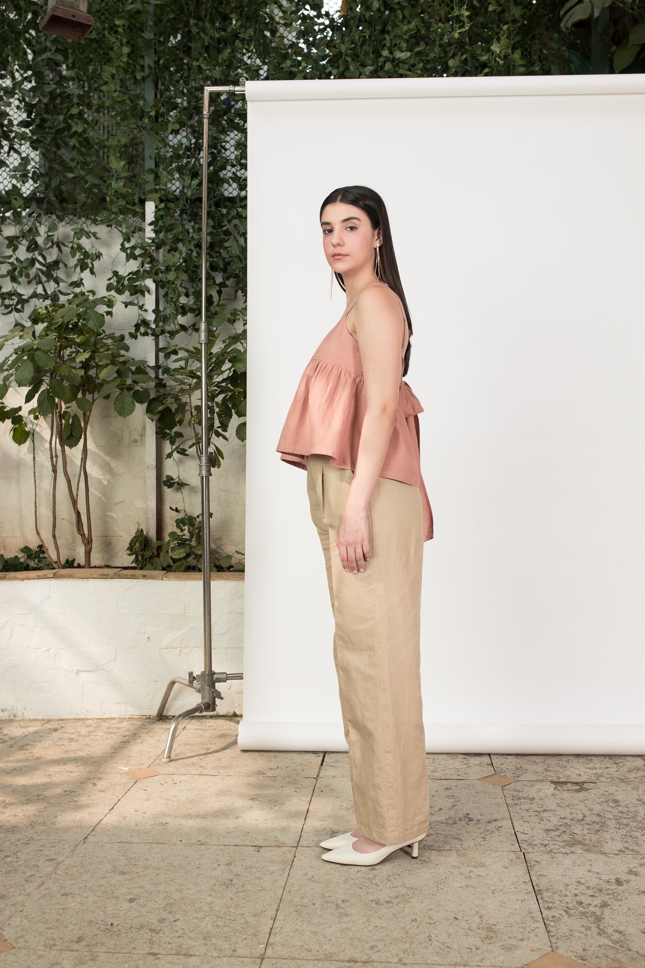 Pink Sleeveless Back Bow Top at kamakhyaa.com by Anushé Pirani. This item is Birthday Collection, Brunch Wear, Cotton Hemp, Nostalgic Whispers by Anushe Pirani, Pink, Regular Fit, Review September 2025, Sleeveless, Sleeveless Tops, Tops, Womenswear