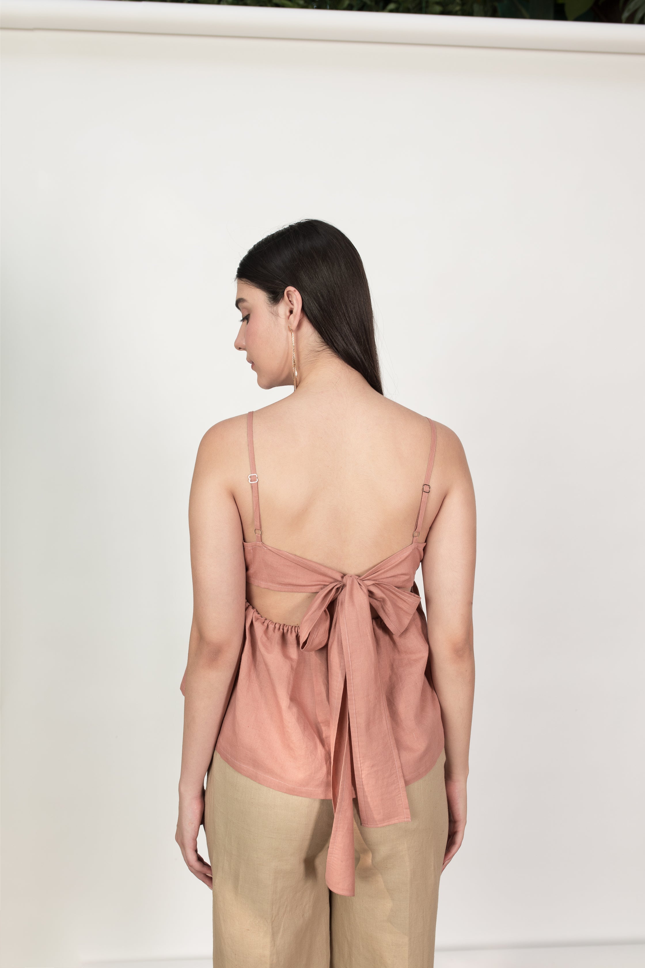 Pink Sleeveless Back Bow Top at kamakhyaa.com by Anushé Pirani. This item is Birthday Collection, Brunch Wear, Cotton Hemp, Nostalgic Whispers by Anushe Pirani, Pink, Regular Fit, Review September 2025, Sleeveless, Sleeveless Tops, Tops, Womenswear