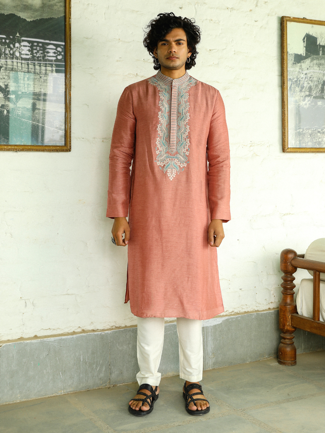 Pink Viscose Silk Kurta Set at Kamakhyaa by RoohbyRidhimaa. This item is Aangan By RoohbyRidhimaa, Festive Wear, Kurta Pant Sets, Men Kurta Pant Sets, Menswear By RoohbyRidhimaa, Pink, Regular Fit, Solids, Viscose Raw Silk