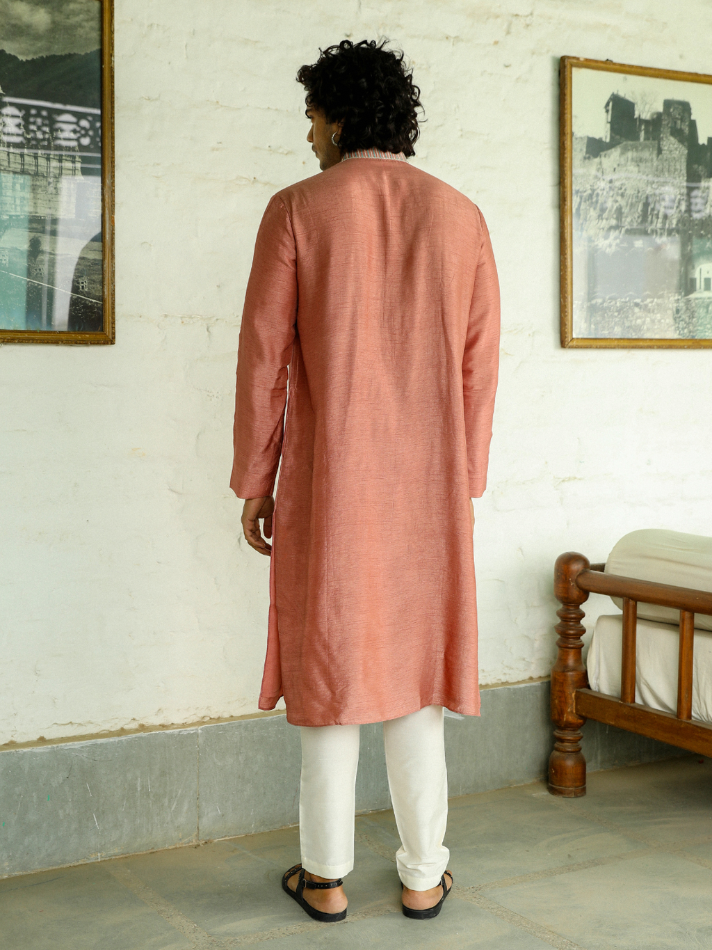 Pink Viscose Silk Kurta Set at Kamakhyaa by RoohbyRidhimaa. This item is Aangan By RoohbyRidhimaa, Ambani, Chinese Collar, Eid Special, Festive Wear, Mehendi Function, Men Kurta Pant Sets, Menswear, Menswear By RoohbyRidhimaa, missing, Pants, Pink, Regular Fit, Solids, Viscose, Viscose Raw Silk, Wedding Wear