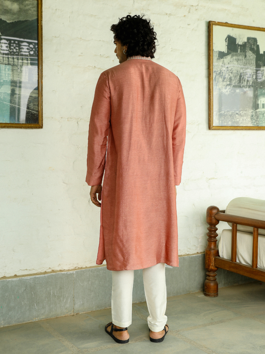 Pink Viscose Silk Kurta Set at Kamakhyaa by RoohbyRidhimaa. This item is Aangan By RoohbyRidhimaa, Festive Wear, Kurta Pant Sets, Men Kurta Pant Sets, Menswear By RoohbyRidhimaa, Pink, Regular Fit, Solids, Viscose Raw Silk