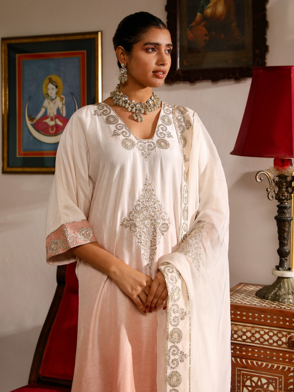 Pink Viscose Silk Kurta Set with Dupatta at Kamakhyaa by RoohbyRidhimaa. This item is Dupattas, Festive Wear, Kurta Set with Dupattas, Kurta Sets, Organza, Pink, Relaxed Fit, Sequins, Toxin free, Viscose Raw Silk, Zari Embroidered