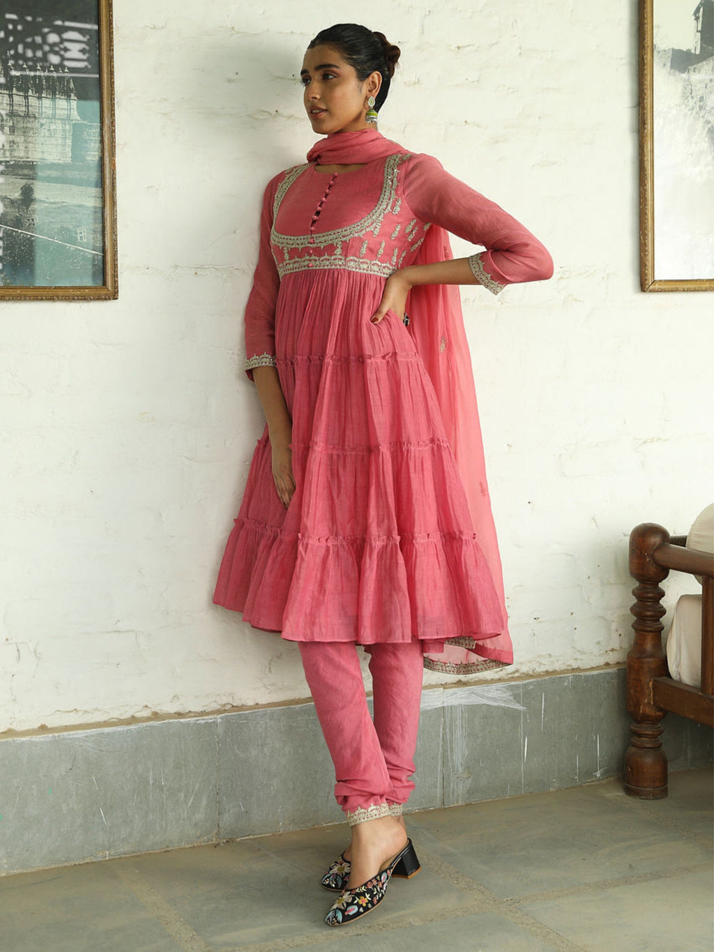 Pink Zari Embroidered Silk Kurta Set with Dupatta at Kamakhyaa by RoohbyRidhimaa. This item is Chanderi, Dupattas, Embroidered, Festive Wear, Kurta Set with Dupattas, Kurta Sets, Pink, Regular Fit, Sequins, Silk Chanderi, Silk Handloom, Toxin free, Zari Embroidered