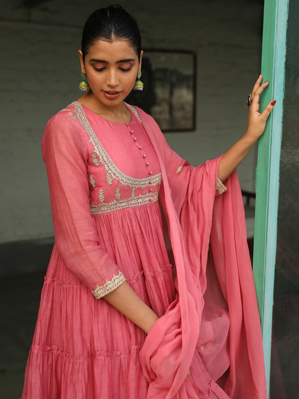 Pink Zari Embroidered Silk Kurta Set with Dupatta at Kamakhyaa by RoohbyRidhimaa. This item is Chanderi, Dupattas, Embroidered, Festive Wear, Kurta Set with Dupattas, Kurta Sets, Pink, Regular Fit, Sequins, Silk Chanderi, Silk Handloom, Toxin free, Zari Embroidered
