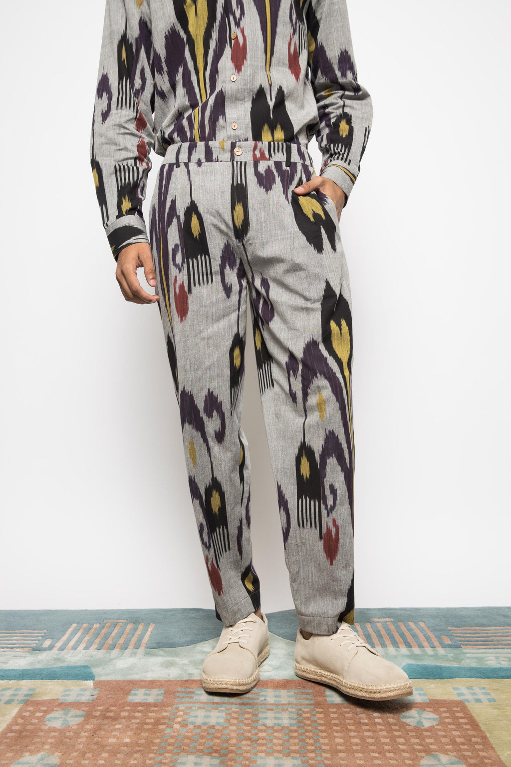 Pleated Barrel-Leg Pants at Kamakhyaa by Anushé Pirani. This item is Fresh Ink by Anushe Pirani