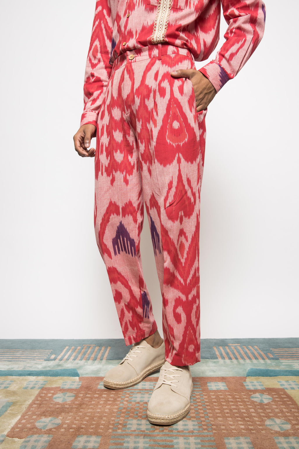 Pleated Barrel-Leg Pants at Kamakhyaa by Anushé Pirani. This item is Fresh Ink by Anushe Pirani