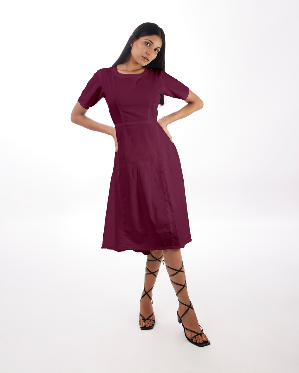 Plum Backless Midi Dress at Kamakhyaa by Kamakhyaa. This item is 100% pure cotton, Casual Wear, Evening Wear, FB ADS JUNE, Fitted At Waist, KKYSS, Midi Dresses, Natural, Purple, Relaxed Fit, Solids, Summer Sutra, Womenswear