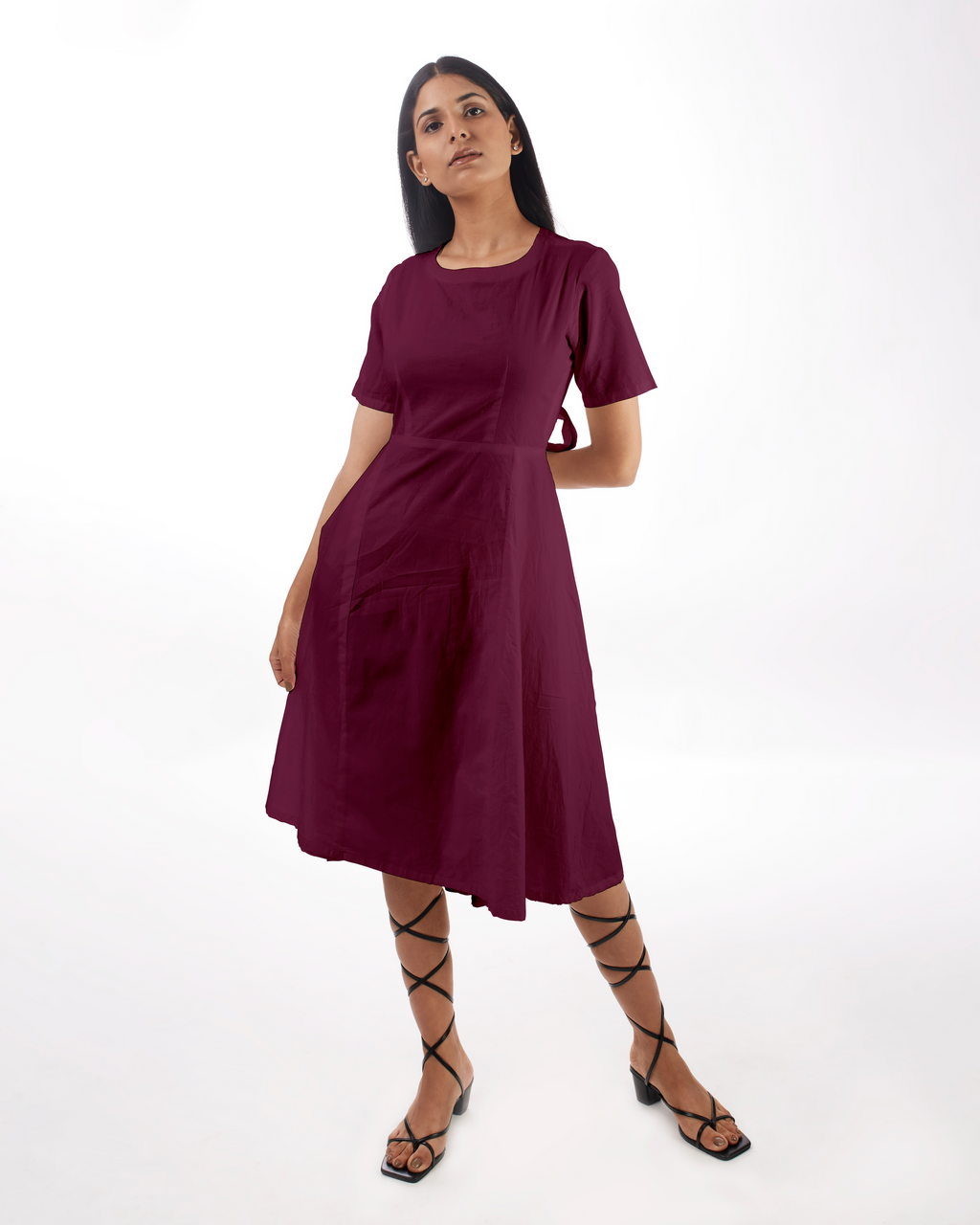 Plum Backless Midi Dress at Kamakhyaa by Kamakhyaa. This item is 100% pure cotton, Casual Wear, Evening Wear, FB ADS JUNE, Fitted At Waist, KKYSS, Midi Dresses, Natural, Purple, Relaxed Fit, Solids, Summer Sutra, Womenswear