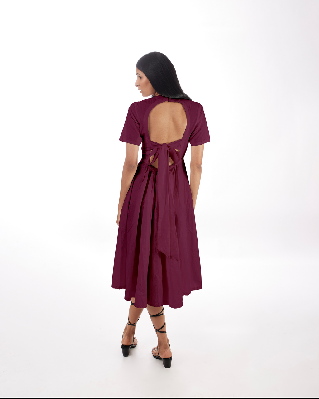 Plum Backless Midi Dress at Kamakhyaa by Kamakhyaa. This item is 100% pure cotton, Casual Wear, Evening Wear, FB ADS JUNE, Fitted At Waist, KKYSS, Midi Dresses, Natural, Purple, Relaxed Fit, Solids, Summer Sutra, Womenswear
