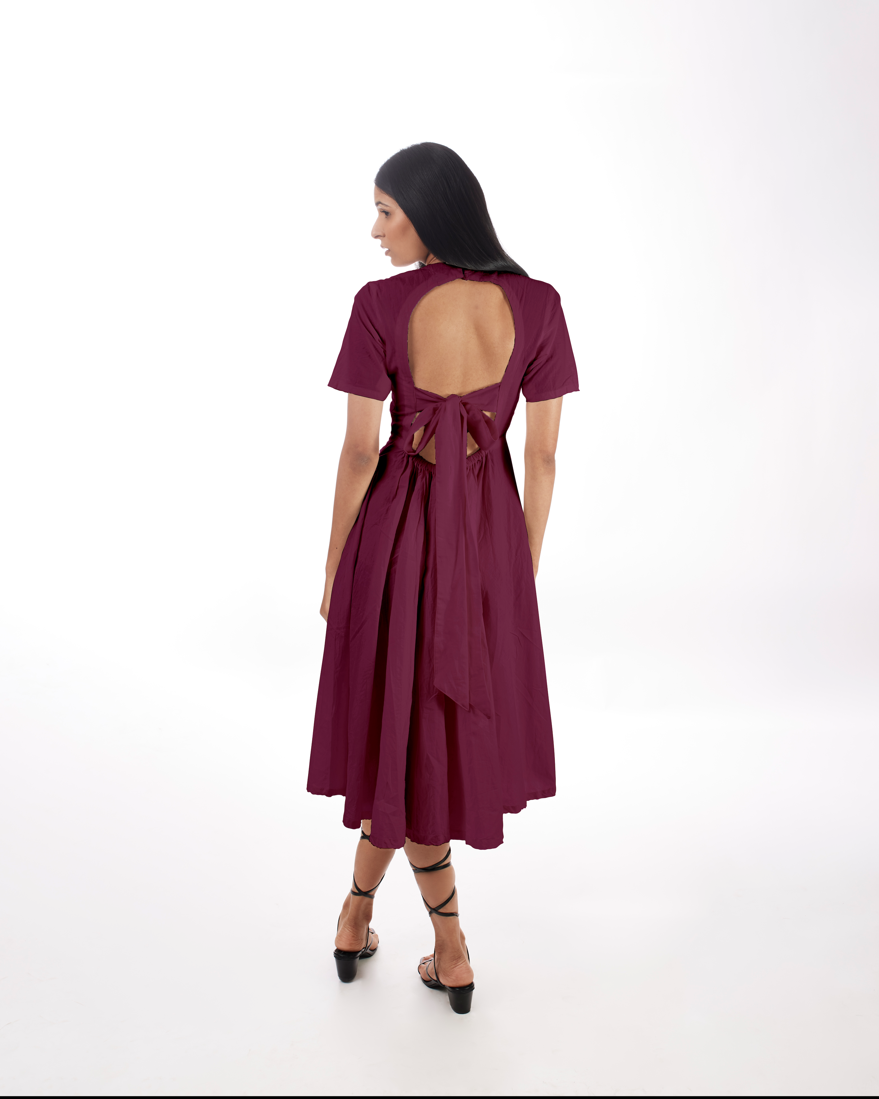 Plum Backless Midi Dress at Kamakhyaa by Kamakhyaa. This item is 100% pure cotton, Casual Wear, Evening Wear, FB ADS JUNE, Fitted At Waist, KKYSS, Midi Dresses, Natural, Purple, Relaxed Fit, Solids, Summer Sutra, Womenswear