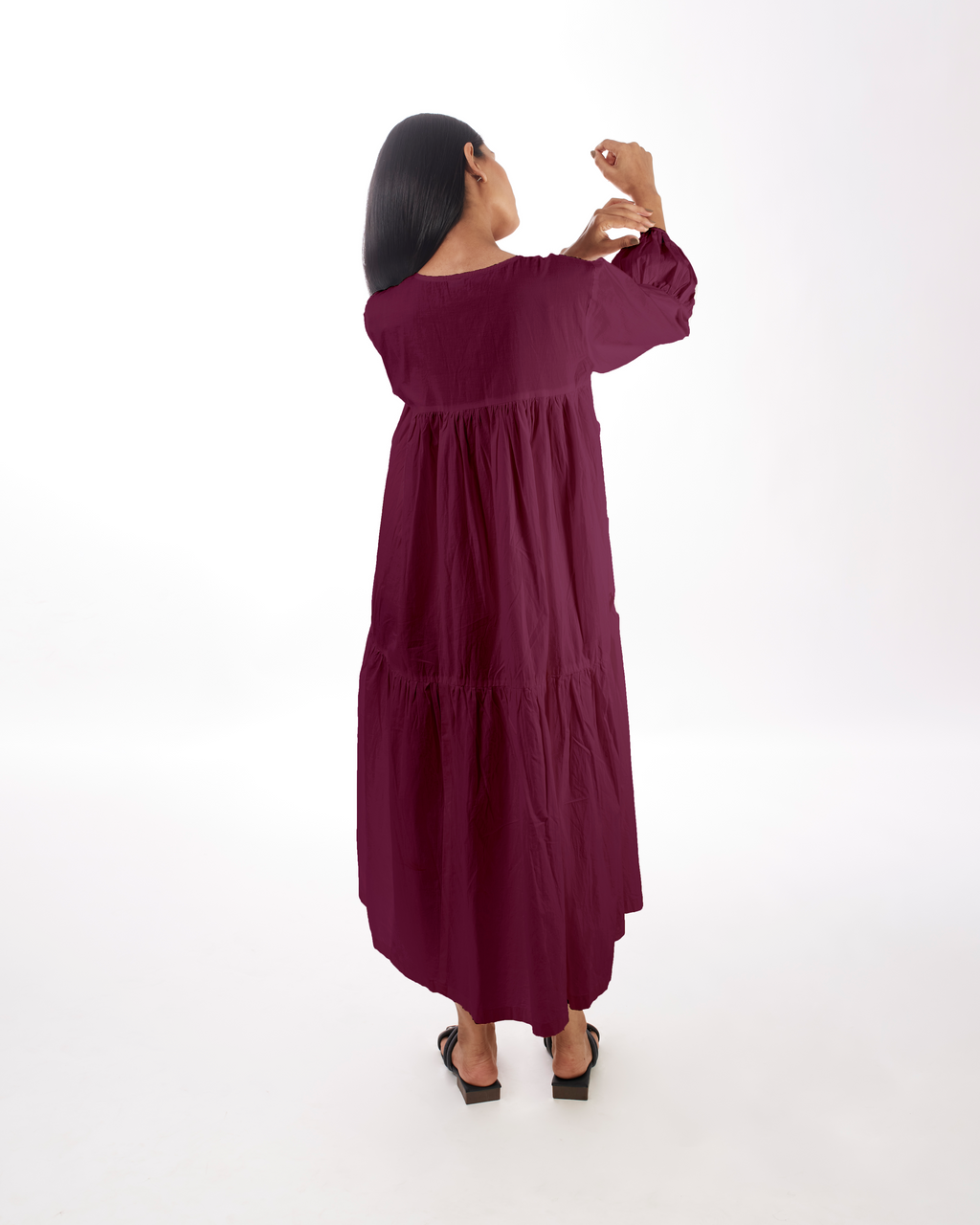 Plum Maternity Maxi Tiered Dress at Kamakhyaa by Kamakhyaa. This item is 100% pure cotton, Casual Wear, KKYSS, Natural, Purple, Relaxed Fit, Summer Sutra, Tiered Dresses, Womenswear