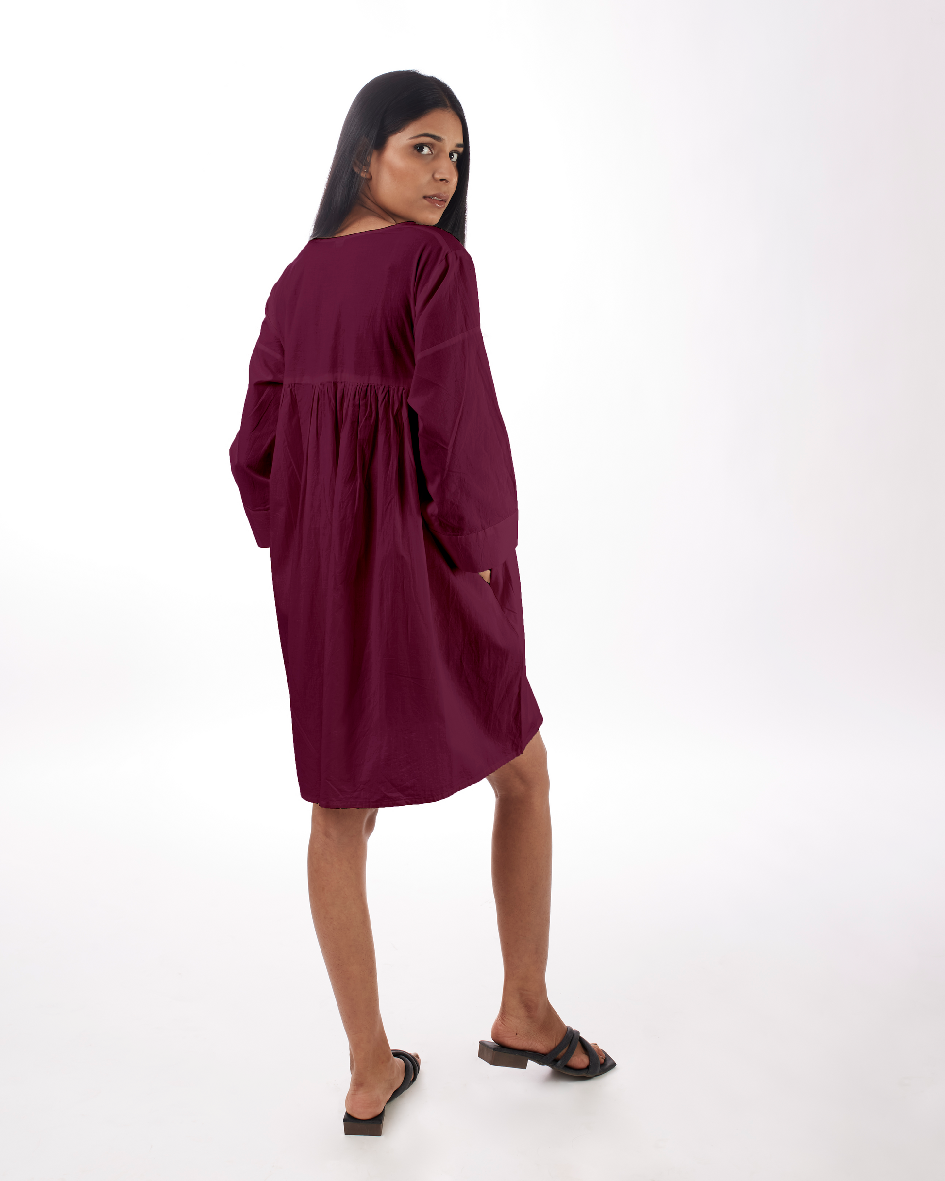 Plum Yoke Mini Dress at Kamakhyaa by Kamakhyaa. This item is 100% pure cotton, Casual Wear, FB ADS JUNE, For Her, KKYSS, Mini Dresses, Natural, Regular Fit, Solids, Summer Sutra, Womenswear