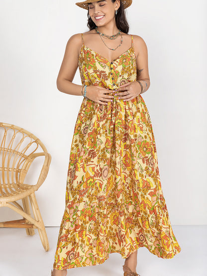 Plus Size Printed V-Neck Maxi Cami Dress at Kamakhyaa by Trendsi. This item is H.R.Z, Ship From Overseas, Trendsi