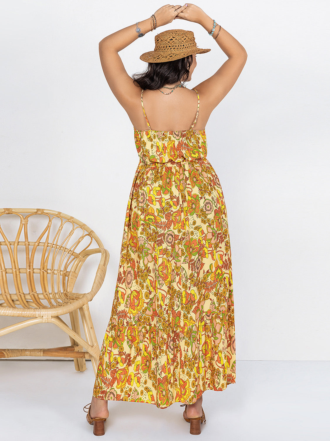 Plus Size Printed V-Neck Maxi Cami Dress at Kamakhyaa by Trendsi. This item is H.R.Z, Ship From Overseas, Trendsi