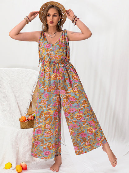 Plus Size Printed Wide Leg Sleeveless Jumpsuit at Kamakhyaa by Trendsi. This item is H.R.Z, Ship From Overseas, Trendsi