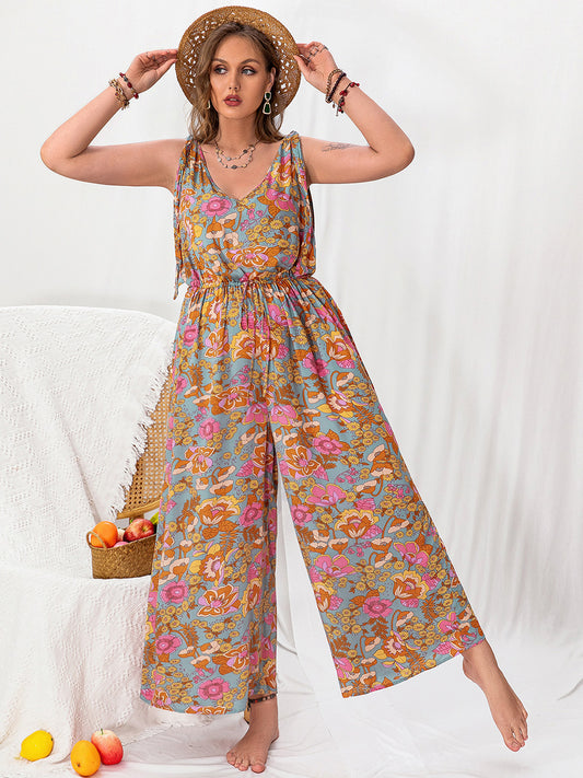 Plus Size Printed Wide Leg Sleeveless Jumpsuit at Kamakhyaa by Trendsi. This item is H.R.Z, Ship From Overseas, Trendsi