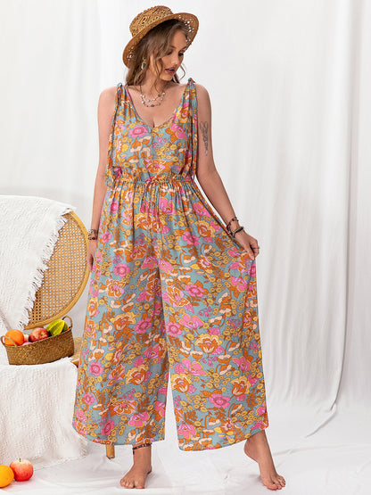 Plus Size Printed Wide Leg Sleeveless Jumpsuit at Kamakhyaa by Trendsi. This item is H.R.Z, Ship From Overseas, Trendsi