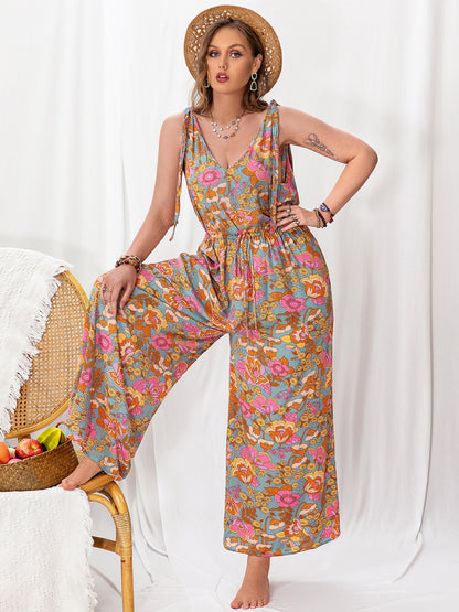 Plus Size Printed Wide Leg Sleeveless Jumpsuit at Kamakhyaa by Trendsi. This item is H.R.Z, Ship From Overseas, Trendsi