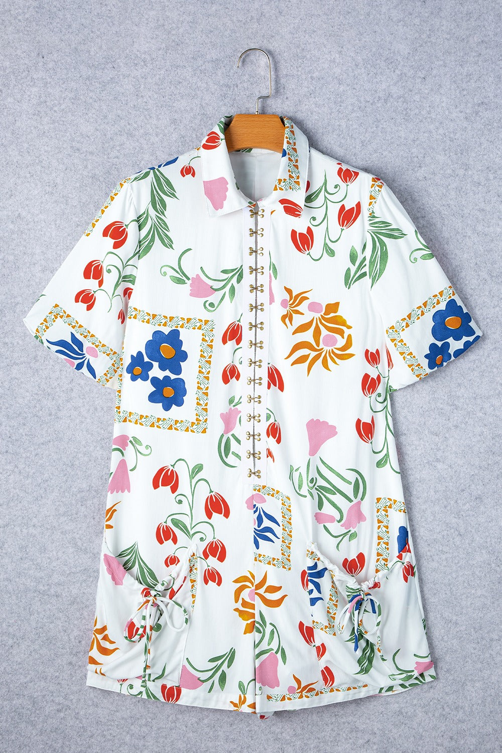 Pocketed Printed Half Sleeve Romper at Kamakhyaa by Trendsi. This item is Ship From Overseas, SYNZ, Trendsi