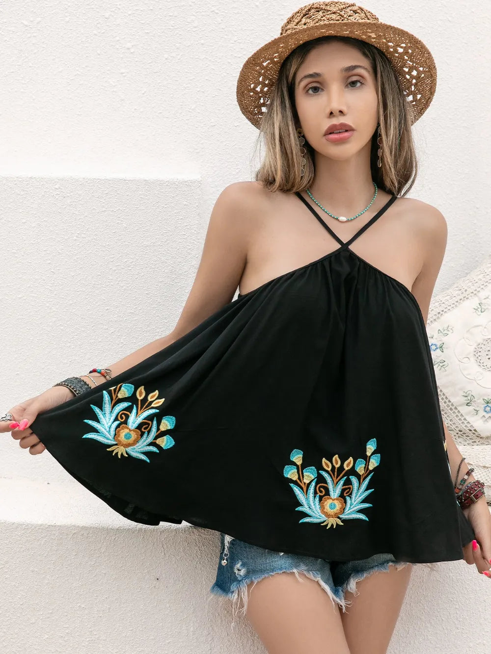 Printed Grecian Neck Cami at kamakhyaa.com by Trendsi. This item is H.R.Z, Ship From Overseas, Under $100
