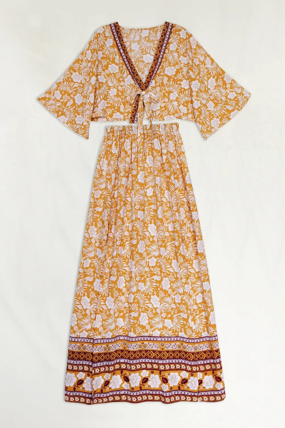 Printed Half Sleeve Top and Slit Skirt Set at kamakhyaa.com by Trendsi. This item is Roman, Ship From Overseas, Under $100