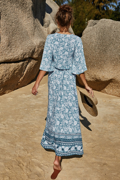 Printed Half Sleeve Top and Slit Skirt Set at Kamakhyaa by Trendsi. This item is Roman, Ship From Overseas, Trendsi