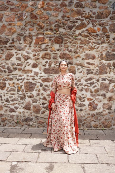 Printed Lehenga Set with Red Dupatta at Kamakhyaa by Hasttvam. This item is Festive Wear, Red, Relaxed Fit