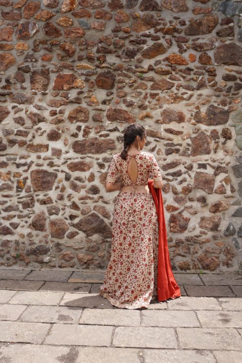 Printed Lehenga Set with Red Dupatta at Kamakhyaa by Hasttvam. This item is Festive Wear, Red, Relaxed Fit