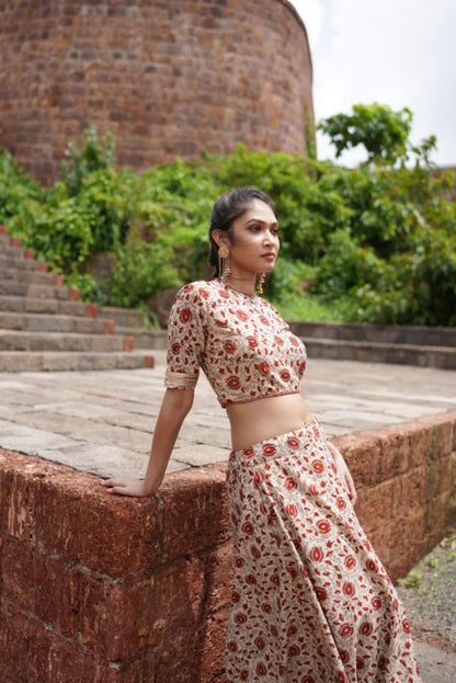 Printed Lehenga Set with Red Dupatta at Kamakhyaa by Hasttvam. This item is Festive Wear, Red, Relaxed Fit