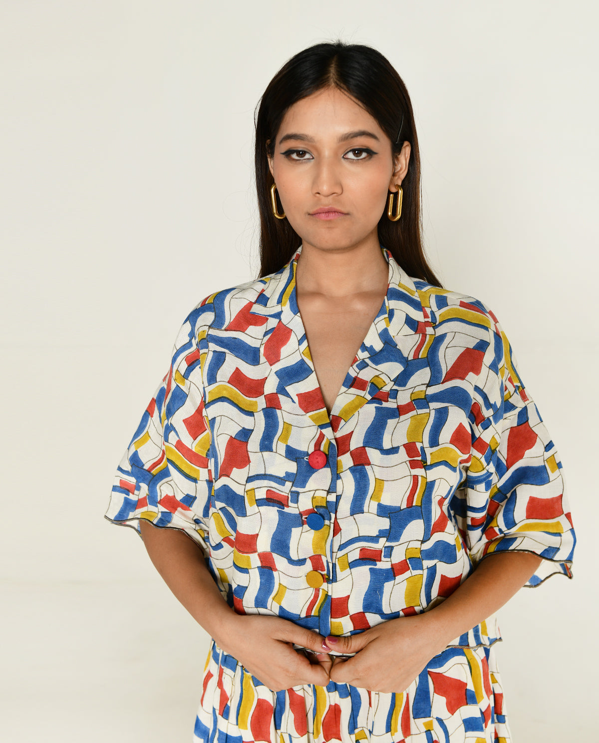 Printed Shirt at Kamakhyaa by Rias Jaipur. This item is Bhram by Rias Jaipur, Block Prints, Casual Wear, Linen Tencil, Multicolor, Relaxed Fit, Shirts, Toxin free