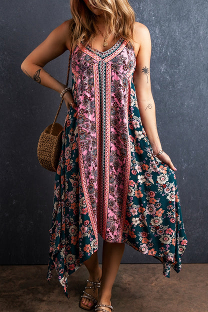 Printed V-Neck Midi Cami Dress at Kamakhyaa by Trendsi. This item is Ship From Overseas, SYNZ, Trendsi