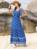 Printed V-Neck Tie Shoulder Dress at kamakhyaa.com by Trendsi. This item is H.R.Z, Ship From Overseas, Under $100