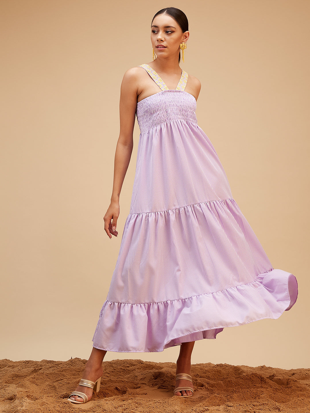 Purple Cotton Embroidered Midi Dress at Kamakhyaa by Bohobi. This item is Cotton, Evening Wear, Hand Embroidered, Midi Dresses, Purple, Regular Fit, Toxin free