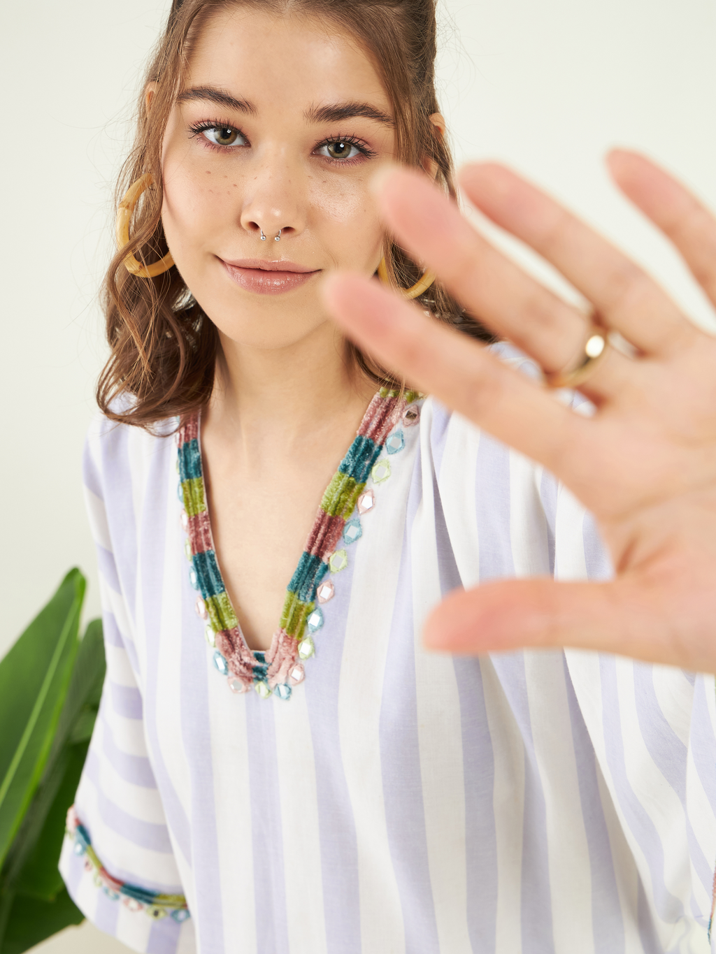 Purple Office Wear Cotton Kaftan at Kamakhyaa by Bohobi. This item is 100% Cotton, Cotton Mulmul, Kaftans, Office Wear, Purple, Relaxed Fit, Stripes, Toxin free