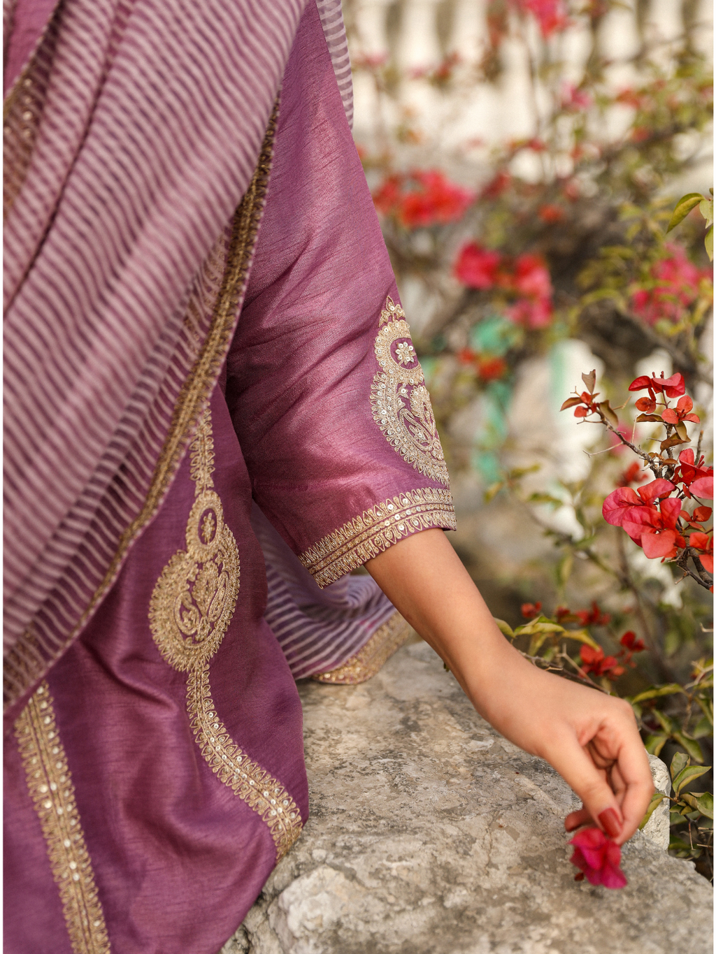 Purple Viscose Silk Kurta Set with Dupatta at Kamakhyaa by RoohbyRidhimaa. This item is Chanderi, Dupattas, Embroidered, Kurta Set with Dupattas, Kurta Sets, Purple, Relaxed Fit, Sequins, Toxin free, Violet, Viscose Raw Silk, Zari Embroidered