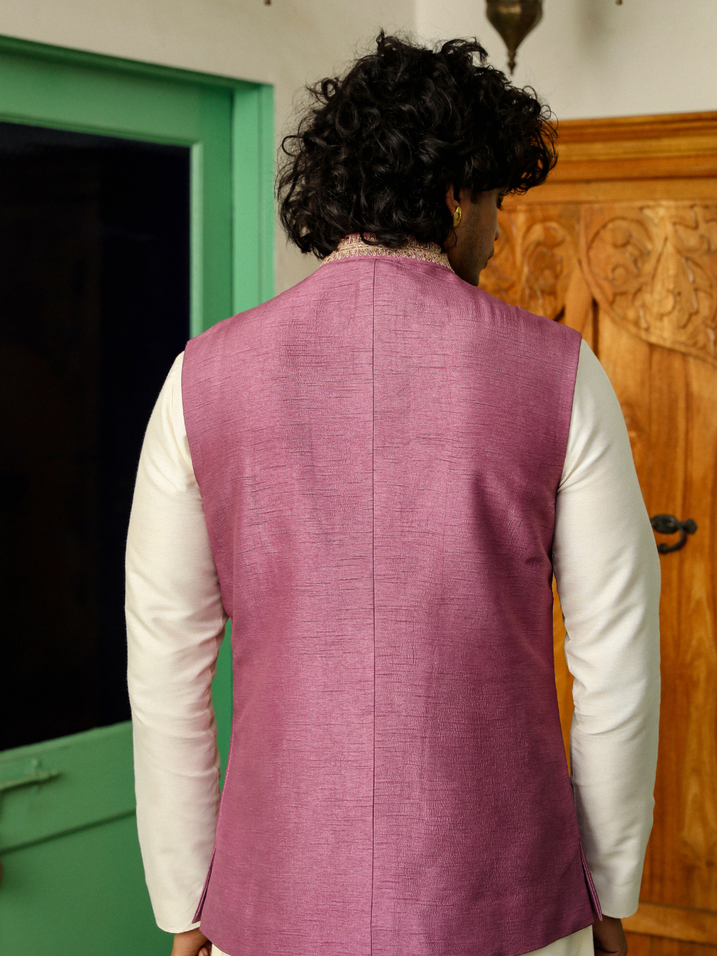 Purple Zari Embroidered Chanderi Silk Jacket at Kamakhyaa by RoohbyRidhimaa. This item is Aangan By RoohbyRidhimaa, Ambani, Chanderi Silk, Diwali 2024, Diwali Wear, Eid Special, Eid Wear, Festive Wear, Indian Wear, Jackets, Men Jackets, Men Overlays, Menswear, Menswear By RoohbyRidhimaa, missing, Purple, Regular Fit, Sangeet Function, Silk Chanderi, Traditional Wear, Wedding Wear, Winter Products, Zari Embroidery