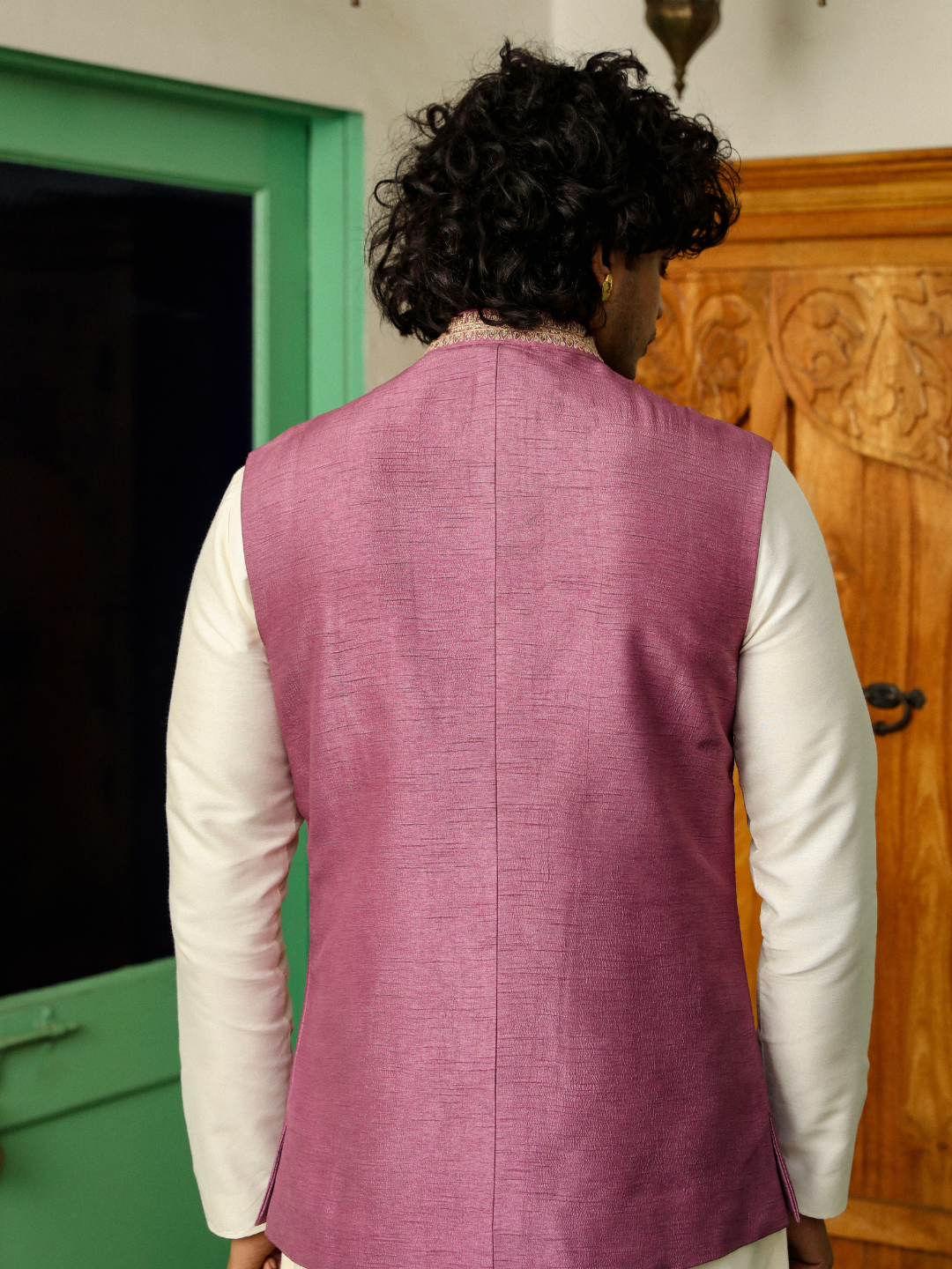 Purple Zari Embroidered Chanderi Silk Jacket at Kamakhyaa by RoohbyRidhimaa. This item is Aangan By RoohbyRidhimaa, Ambani, Chanderi Silk, Diwali 2024, Diwali Wear, Eid Special, Eid Wear, Festive Wear, Indian Wear, Jackets, Men Jackets, Men Overlays, Menswear, Menswear By RoohbyRidhimaa, missing, Purple, Regular Fit, Sangeet Function, Silk Chanderi, Traditional Wear, Wedding Wear, Winter Products, Zari Embroidery