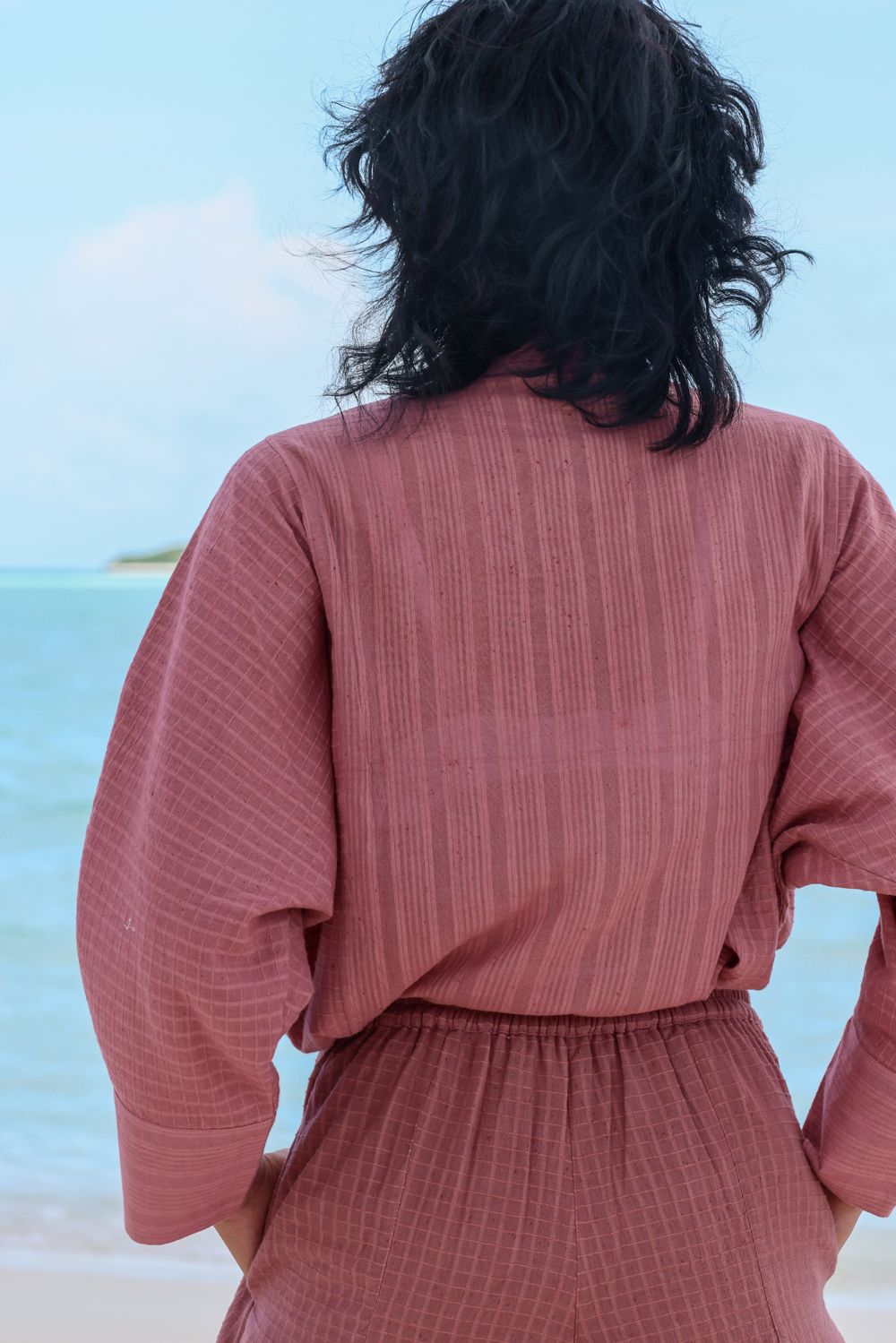 Recycled Cotton Pink Solid Shirt at Kamakhyaa by Raas. This item is Azo Free Dyes, Casual Wear, Cotton, Layla, Pink, Recycled, Relaxed Fit, Shirts, Solids, Womenswear