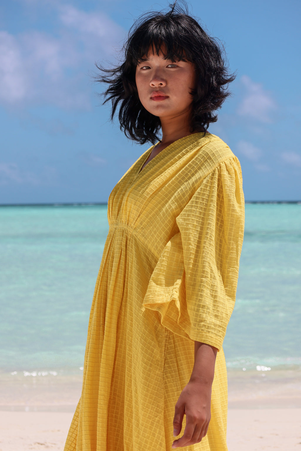 Recycled Cotton Yellow Maxi Dress at Kamakhyaa by Raas. This item is Azo Free Dyes, Best Selling, Layla, Maxi Dresses, Recycled, Recycled Cotton, Relaxed Fit, Resort Wear, Solids, Womenswear, Yellow