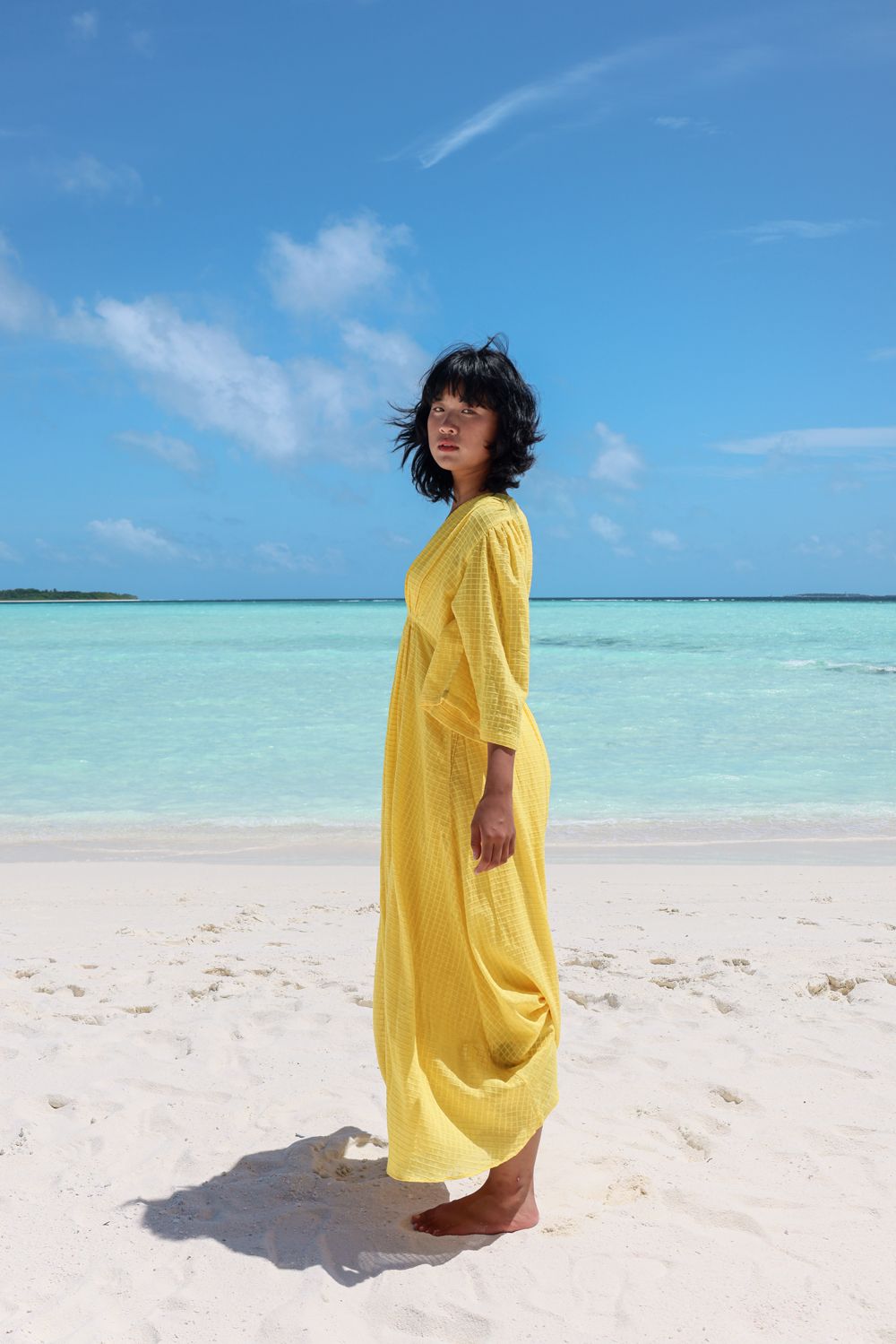 Recycled Cotton Yellow Maxi Dress at Kamakhyaa by Raas. This item is Azo Free Dyes, Best Selling, Layla, Maxi Dresses, Recycled, Recycled Cotton, Relaxed Fit, Resort Wear, Solids, Womenswear, Yellow