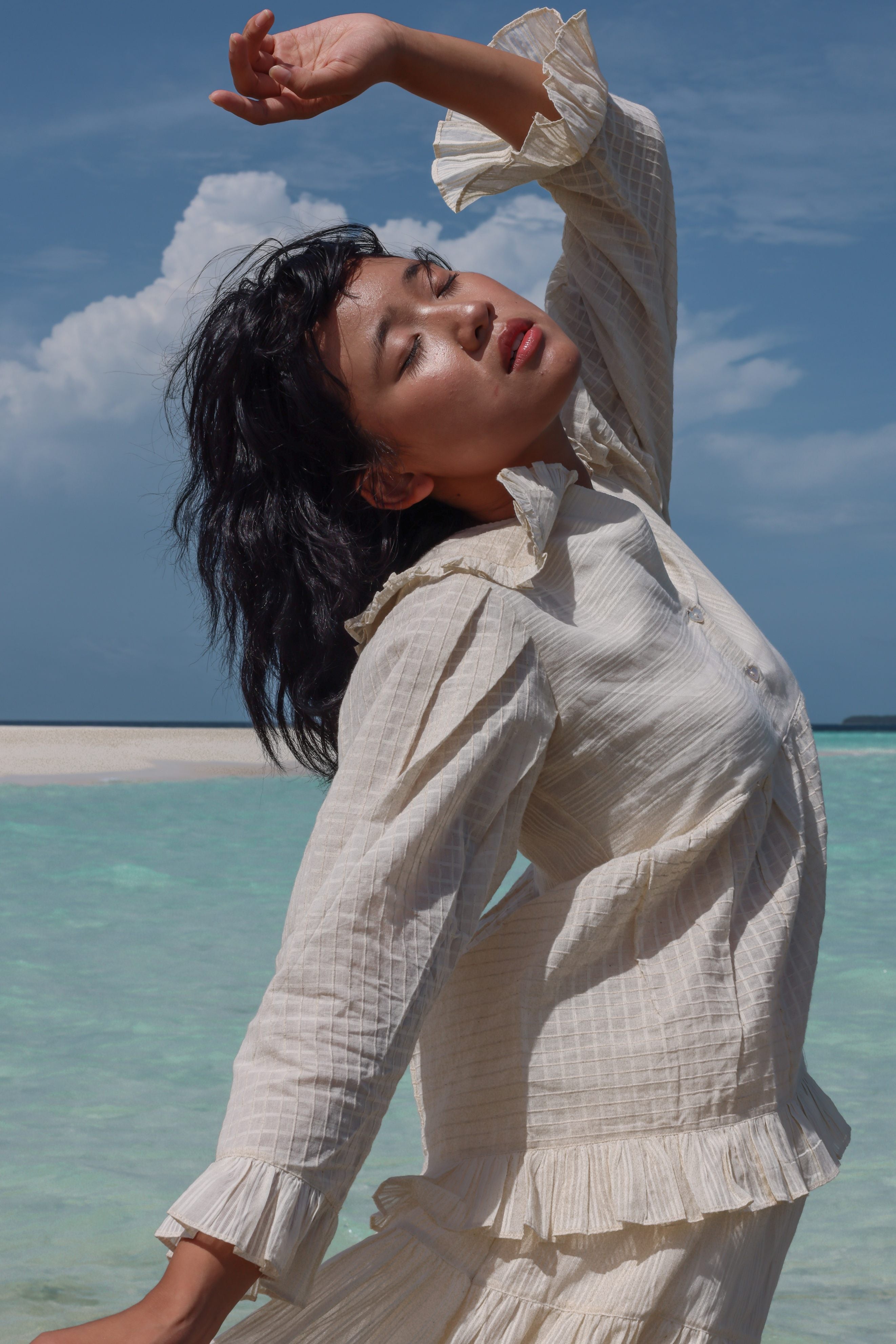 Recycled Off-White Cotton Tunic Tops at Kamakhyaa by Raas. This item is Azo Free Dyes, Casual Wear, Cotton, Layla, Off-White, Recycled, Relaxed Fit, Solids, Tunics Tops, Womenswear