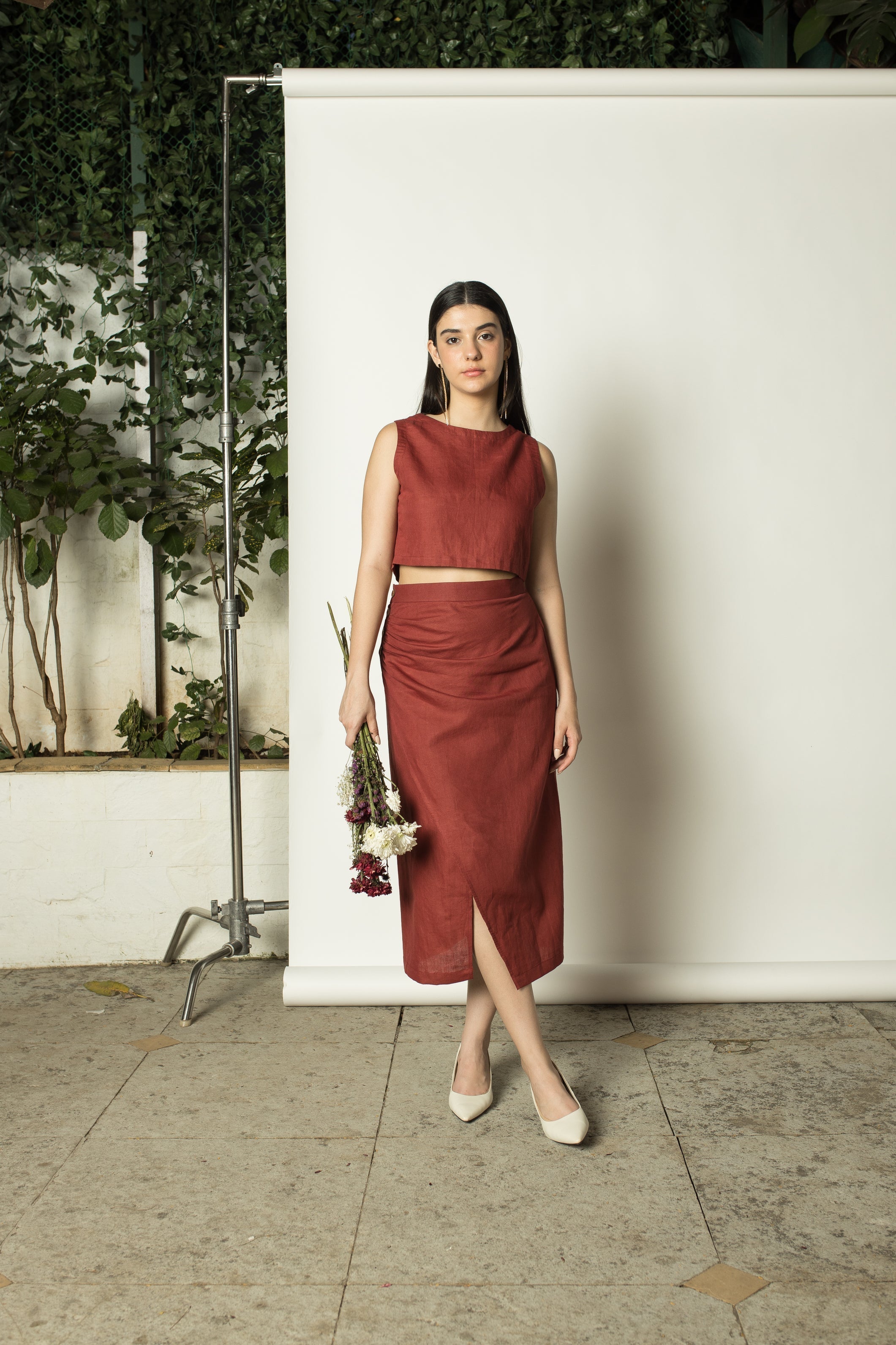 Red Crop Top with Strings at kamakhyaa.com by Anushé Pirani. This item is Birthday Collection, Cotton Hemp, Crop Tops, Nostalgic Whispers by Anushe Pirani, Outing Essentials, Red, Review September 2025, Tops, Womenswear