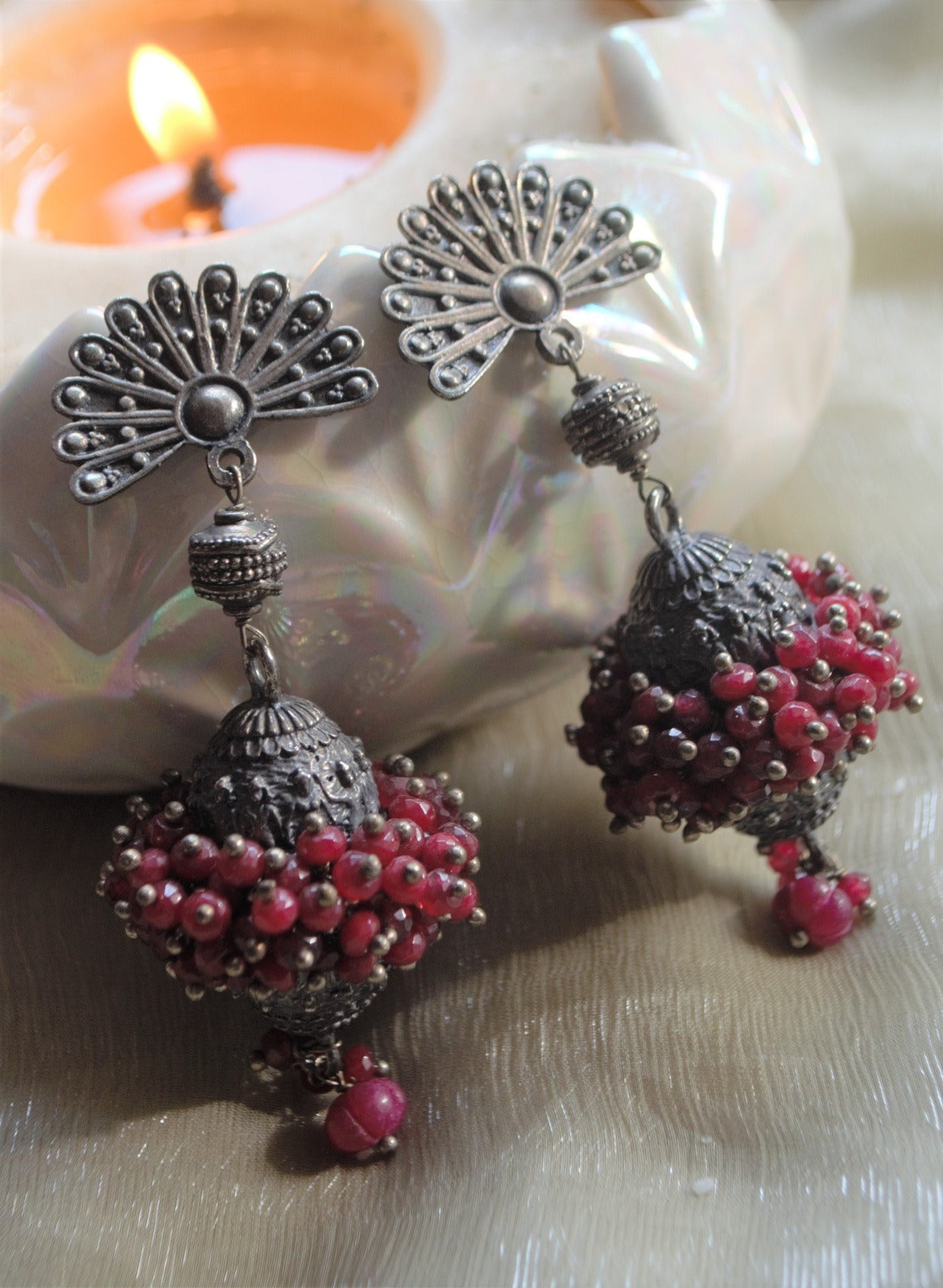 Red Dholki Earrings pakhawaj at Kamakhyaa by House Of Heer. This item is Alloy Metal, Festive Jewellery, Festive Wear, Free Size, jewelry, Jhumkas, July Sale, July Sale 2023, Natural, Red, Solids