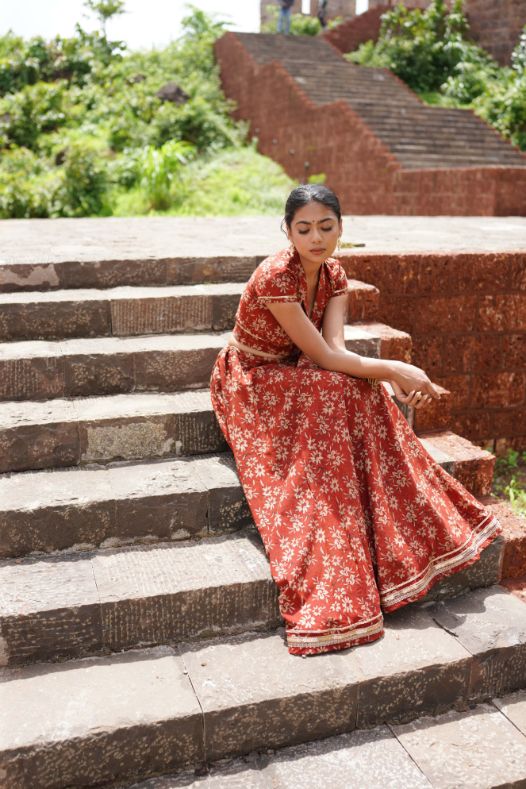 Red Hand Block Printed Lehenga Set at Kamakhyaa by Hasttvam. This item is Cotton, Festive Wear, Floral, Handmade by Artisans, Natural dyes, Red, Relaxed Fit, Respondible production and Vegan