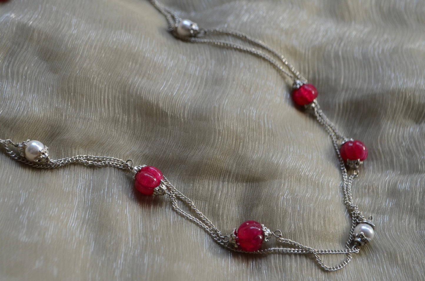 Red Necklace Melon Beads at Kamakhyaa by House Of Heer. This item is Alloy Metal, Festive Jewellery, Festive Wear, Free Size, Gemstone, jewelry, July Sale, July Sale 2023, Less than $50, Natural, Necklaces, Pearl, Products less than $25, Red, Solids