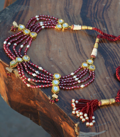 Red Polki Choker set with Studs at Kamakhyaa by House Of Heer. This item is Add Ons, Alloy Metal, Beaded Jewellery, Festive Jewellery, Festive Wear, Free Size, jewelry, Jewelry Sets, July Sale, July Sale 2023, Natural, Polkis, Red, Textured, Wedding Gifts