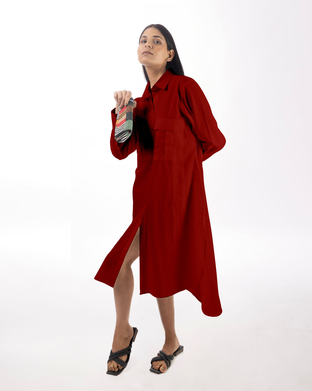 Red Shirt Dress High-Low at Kamakhyaa by Kamakhyaa. This item is 100% pure cotton, Casual Wear, KKYSS, Natural, Red, Regular Fit, Shirt Dresses, Solids, Summer Sutra, Womenswear