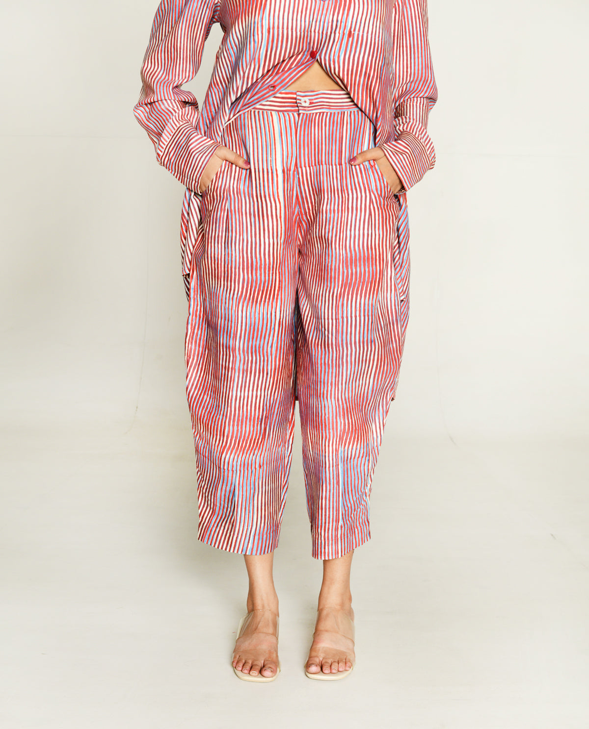 Regular Fit Pant at Kamakhyaa by Rias Jaipur. This item is Bhram by Rias Jaipur, Casual Wear, Cotton bemberg, Multicolor, Organic, Pants, Regular Fit, Striped